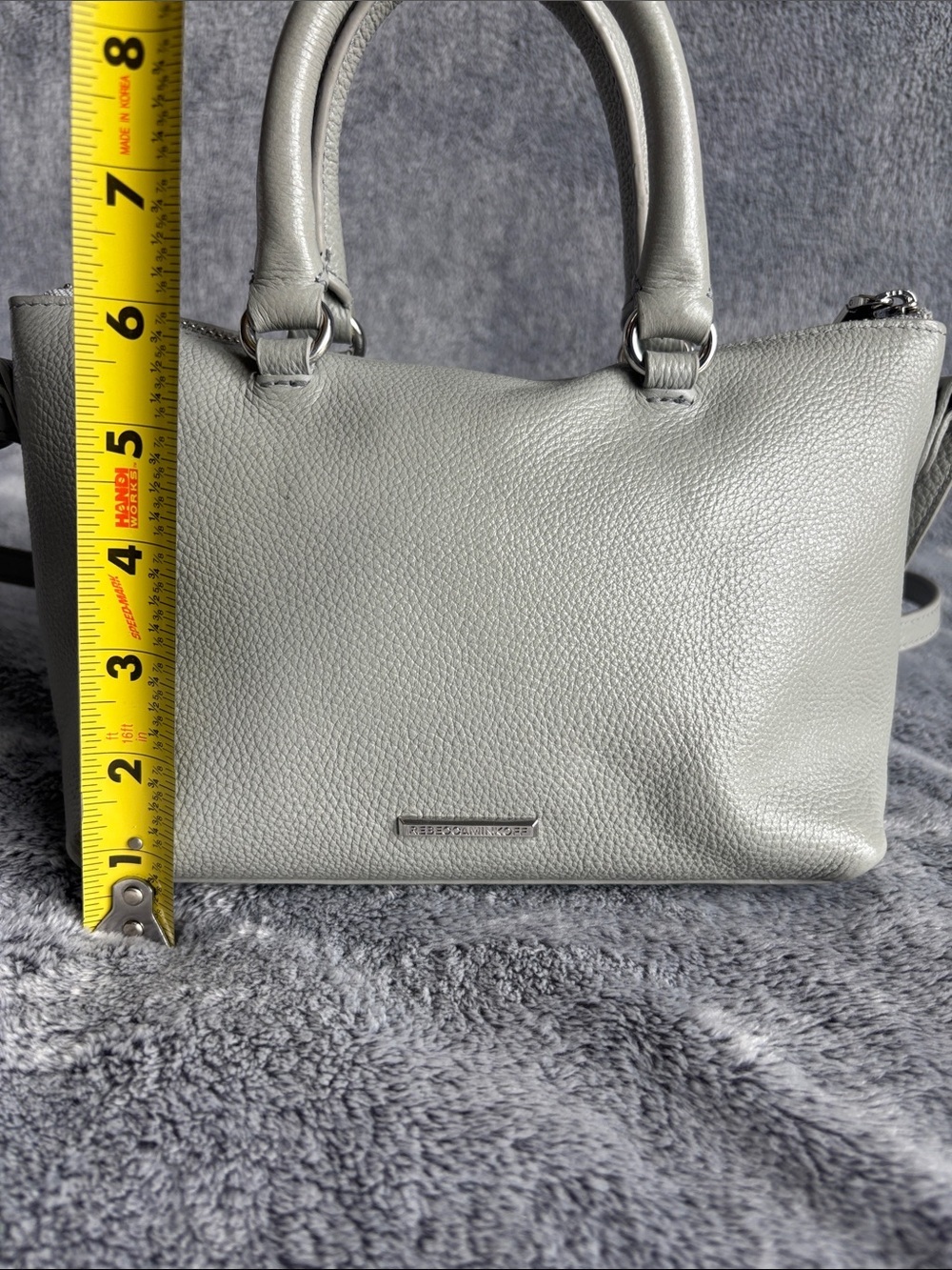 Rebecca Minkoff Micro Moto Leather Satchel in Dove Grey EUC - Picture 4 of 6